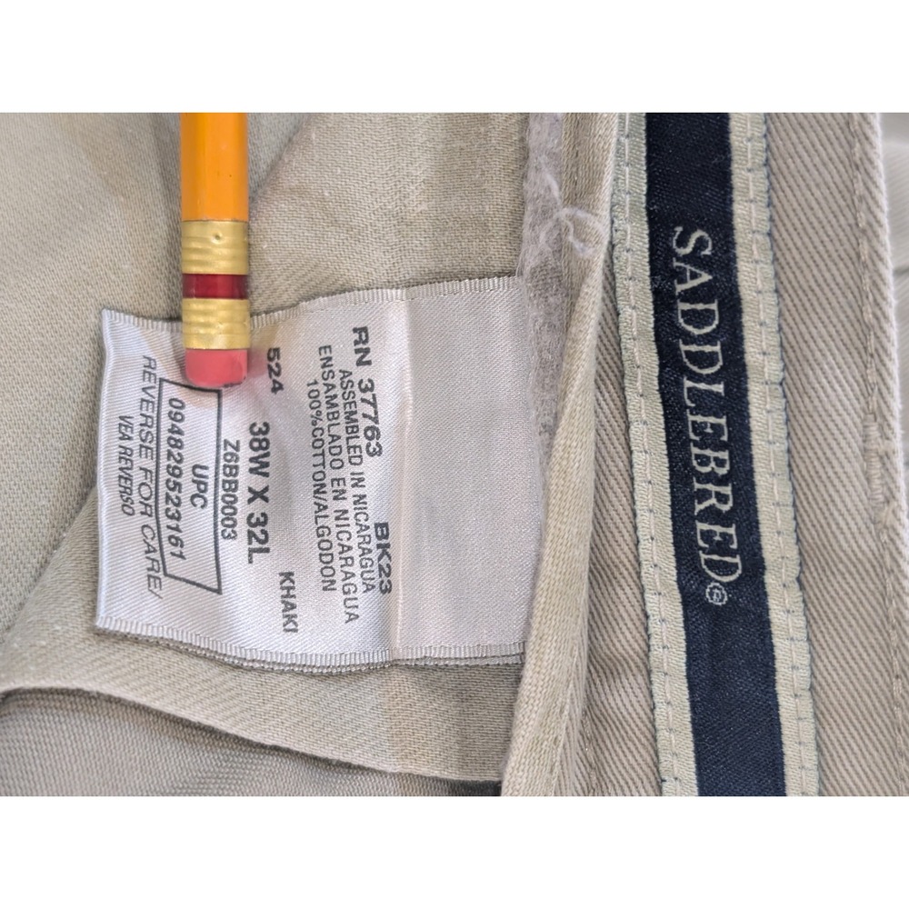 Saddlebred‎ Men's Khaki Pants 38Wx32L 100% Cotton Everyday Casual Trousers WEAR - Picture 6 of 6
